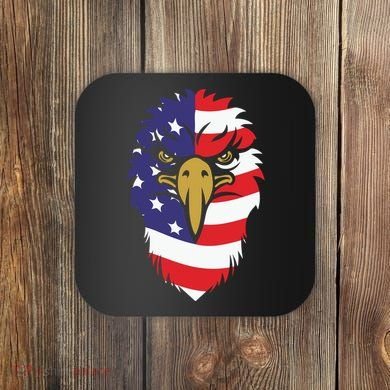 4th Of July Bald Eagle With American Flag Coaster