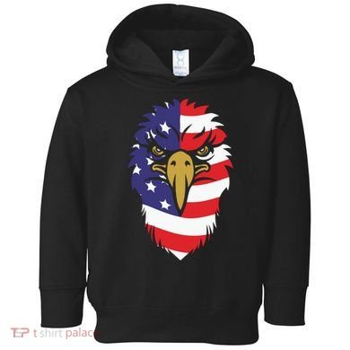 4th Of July Bald Eagle With American Flag Toddler Hoodie