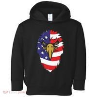 4th Of July Bald Eagle With American Flag Toddler Hoodie thumb 0