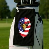 4th Of July Bald Eagle With American Flag Golf Towel thumb 2