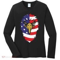 4th Of July Bald Eagle With American Flag Women's Long Sleeve Shirt thumb 0