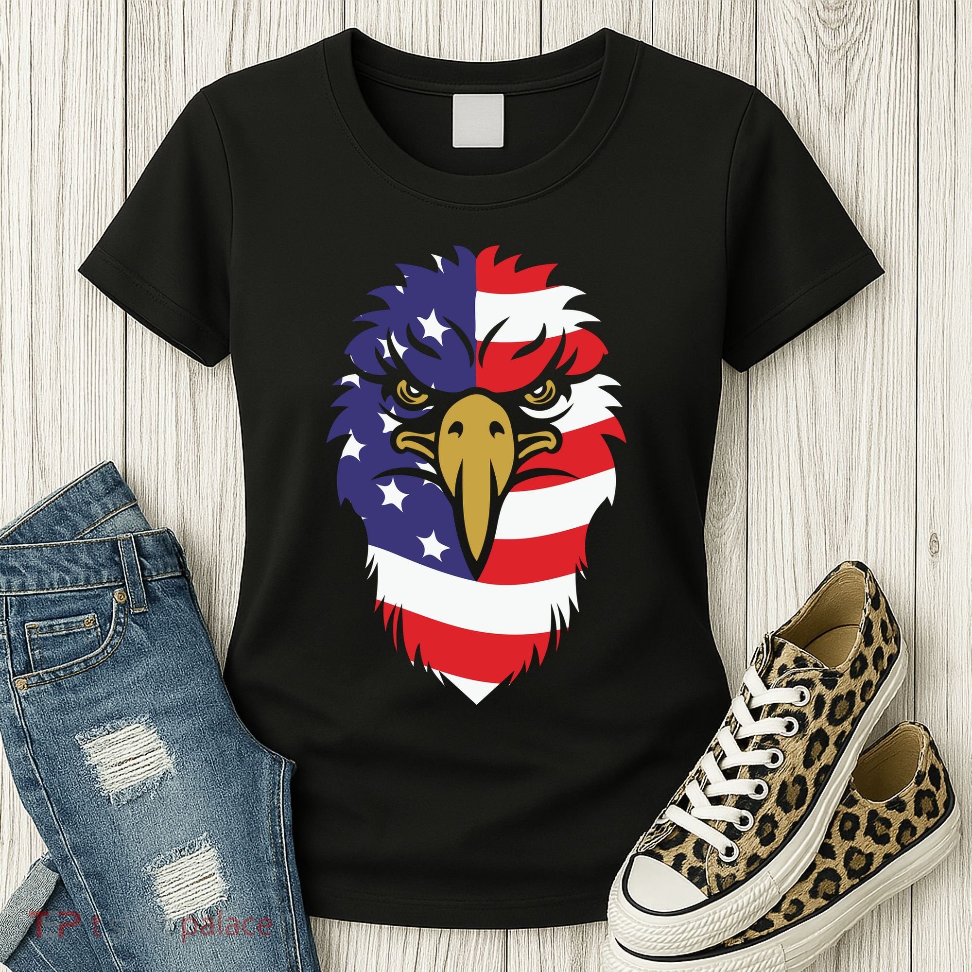 4th Of July Bald Eagle With American Flag Women's T-Shirt