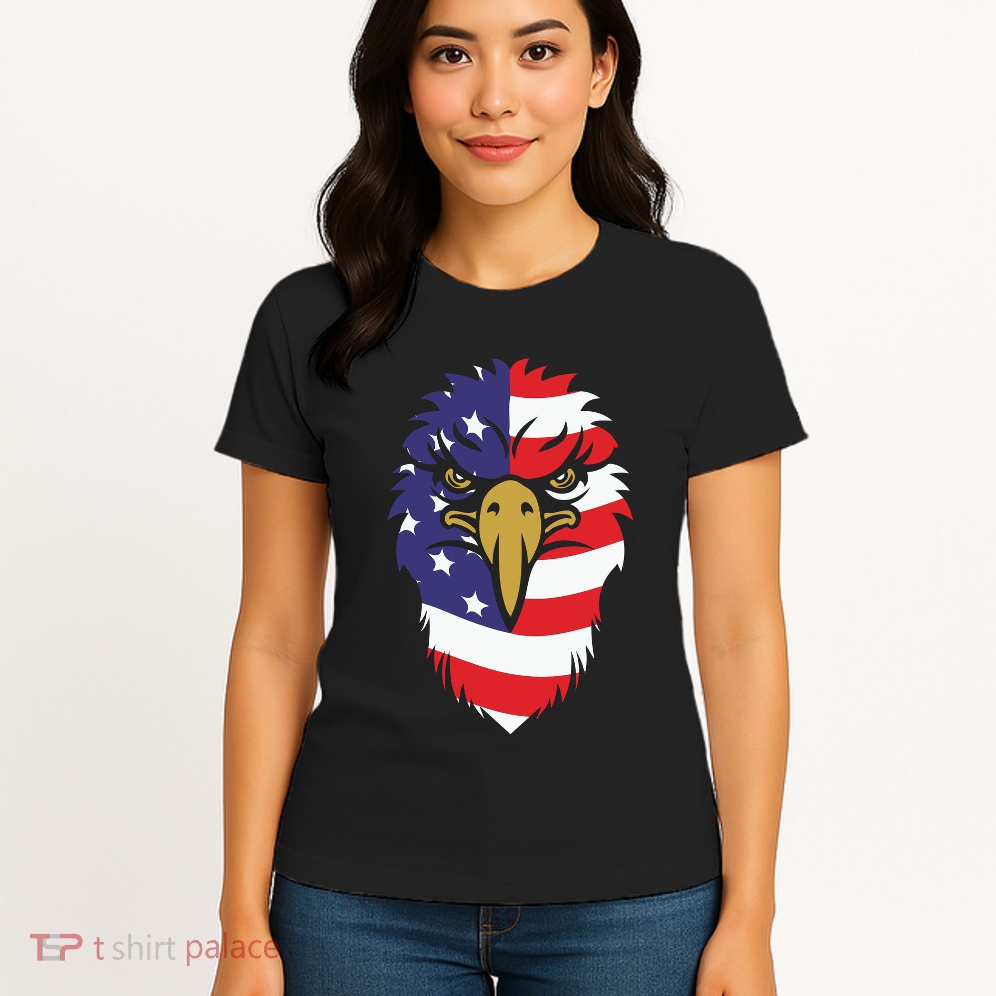 4th Of July Bald Eagle With American Flag Women's T-Shirt