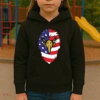 4th Of July Bald Eagle With American Flag Kids Hoodie thumb 3