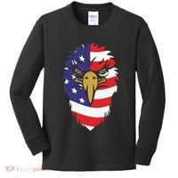 4th Of July Bald Eagle With American Flag Kids Long Sleeve Shirt thumb 0