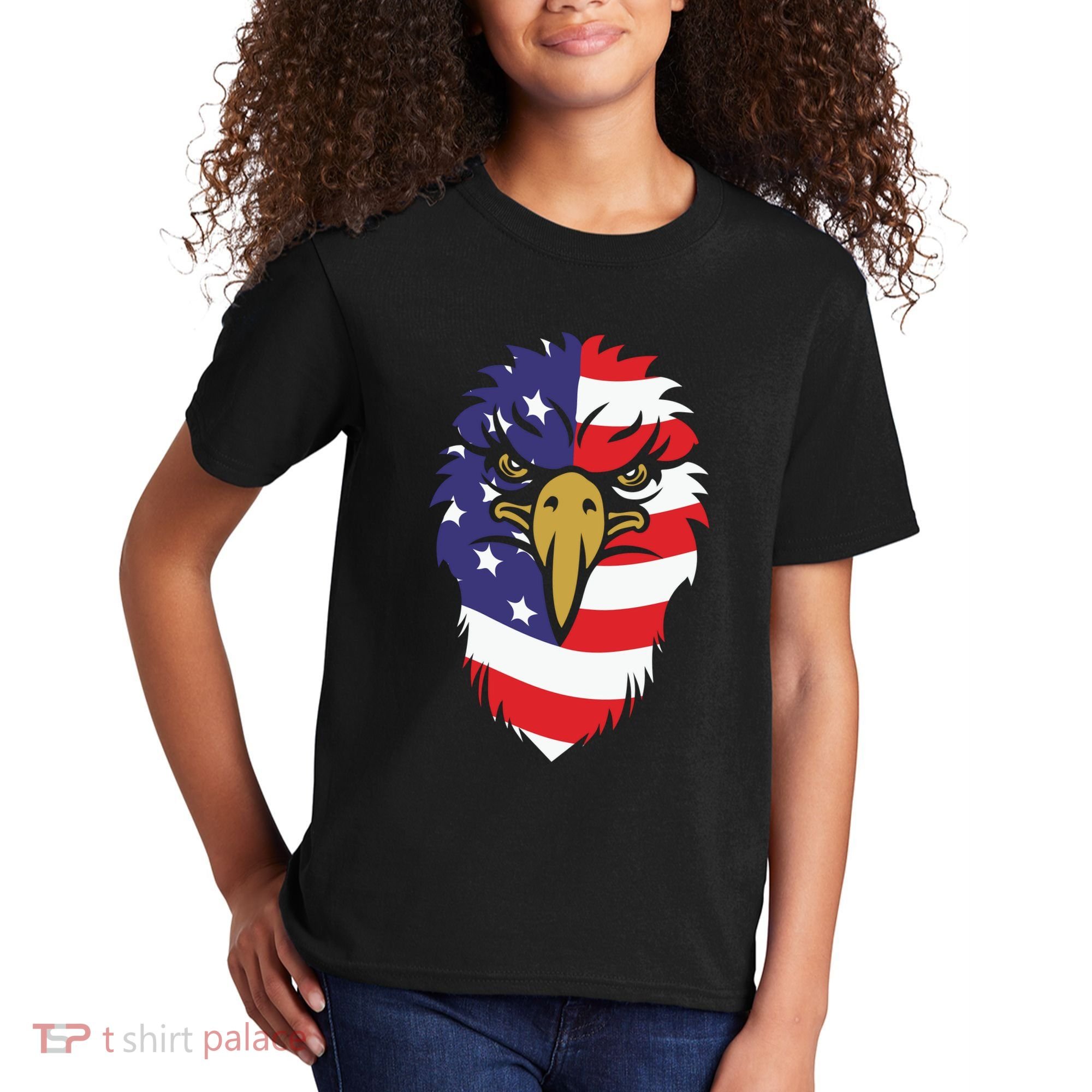 4th Of July Bald Eagle With American Flag Kids T-Shirt