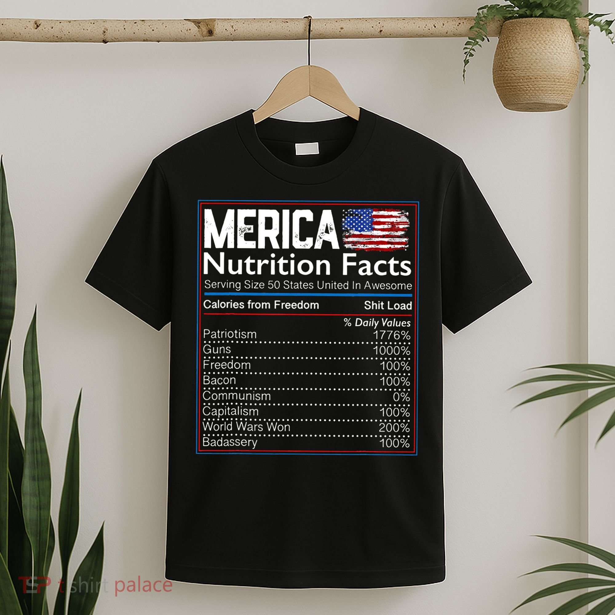 4th of July Proud American Merica Nutrition Facts T-Shirt