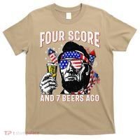 4th Of July Drinking Beer Patriot Four Score And 7 Beers Ago T-Shirt thumb 0