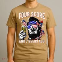 4th Of July Drinking Beer Patriot Four Score And 7 Beers Ago T-Shirt thumb 3