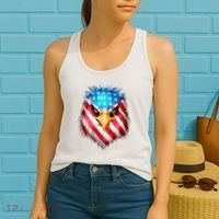 4th Of July Patriotic Eagle Usa American Flag Women's Tank Top thumb 2