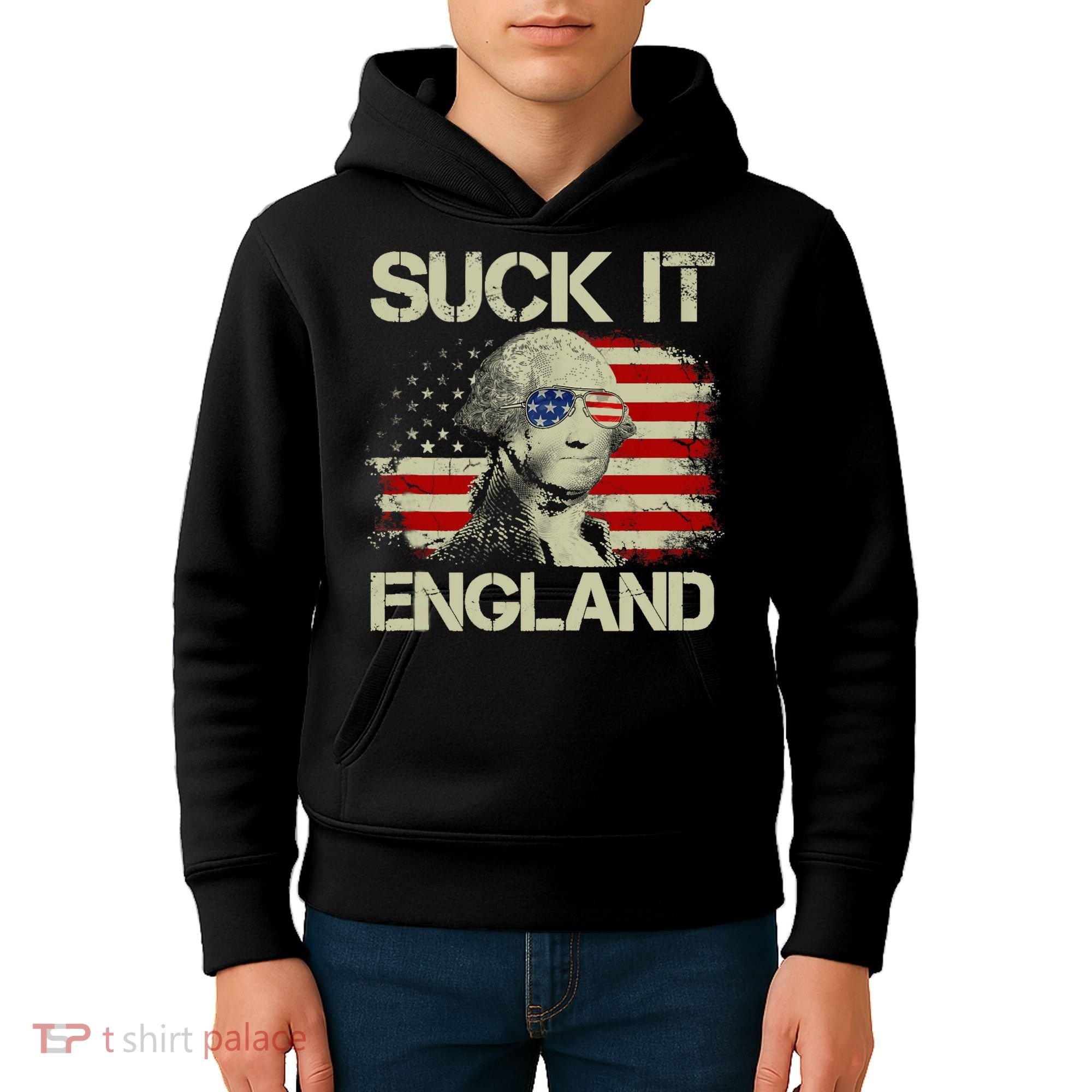 4th Of July George Sloshington Suck It England Merica Kids Hoodie
