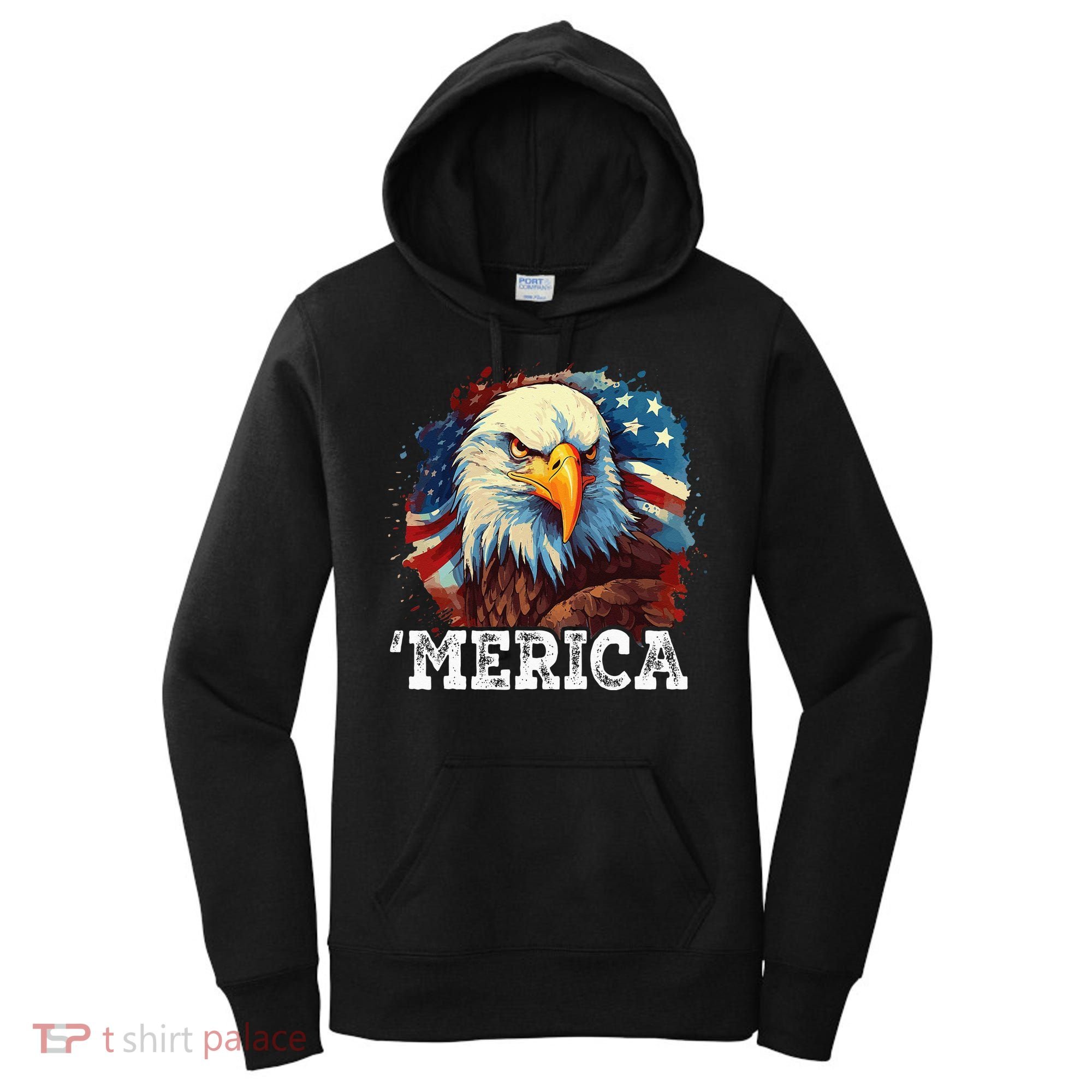 4th Of July Merica Bald Eagle USA Patriotic American Flag Women's Hoodie