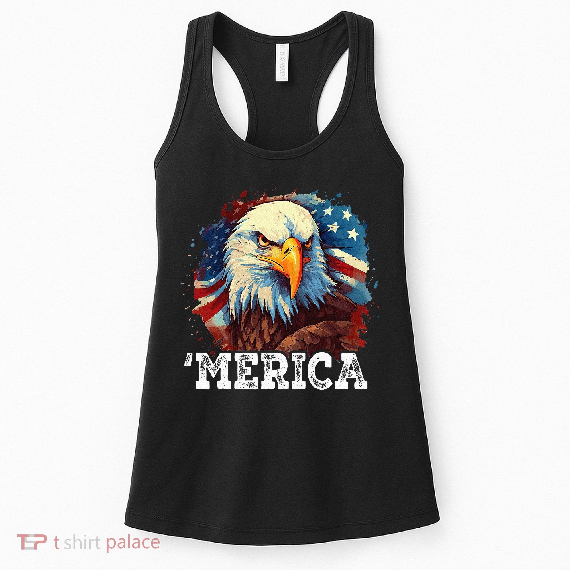 4th Of July Merica Bald Eagle USA Patriotic American Flag Women's Tank Top