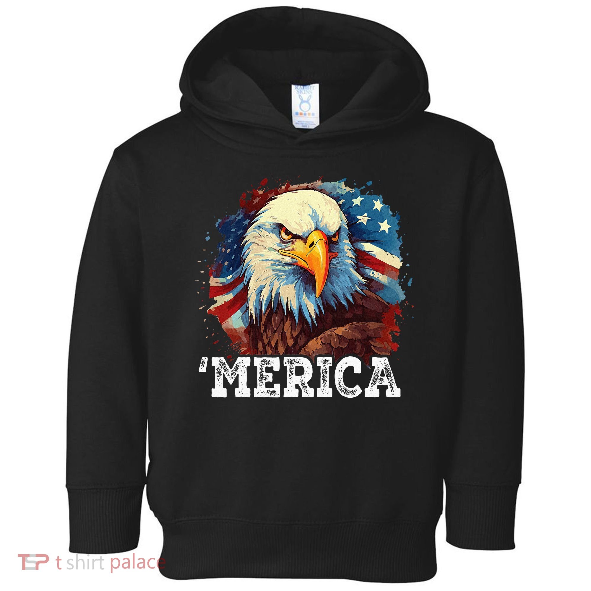 4th Of July Merica Bald Eagle USA Patriotic American Flag Toddler Hoodie