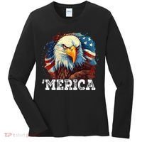 4th Of July Merica Bald Eagle USA Patriotic American Flag Women's Long Sleeve Shirt thumb 0