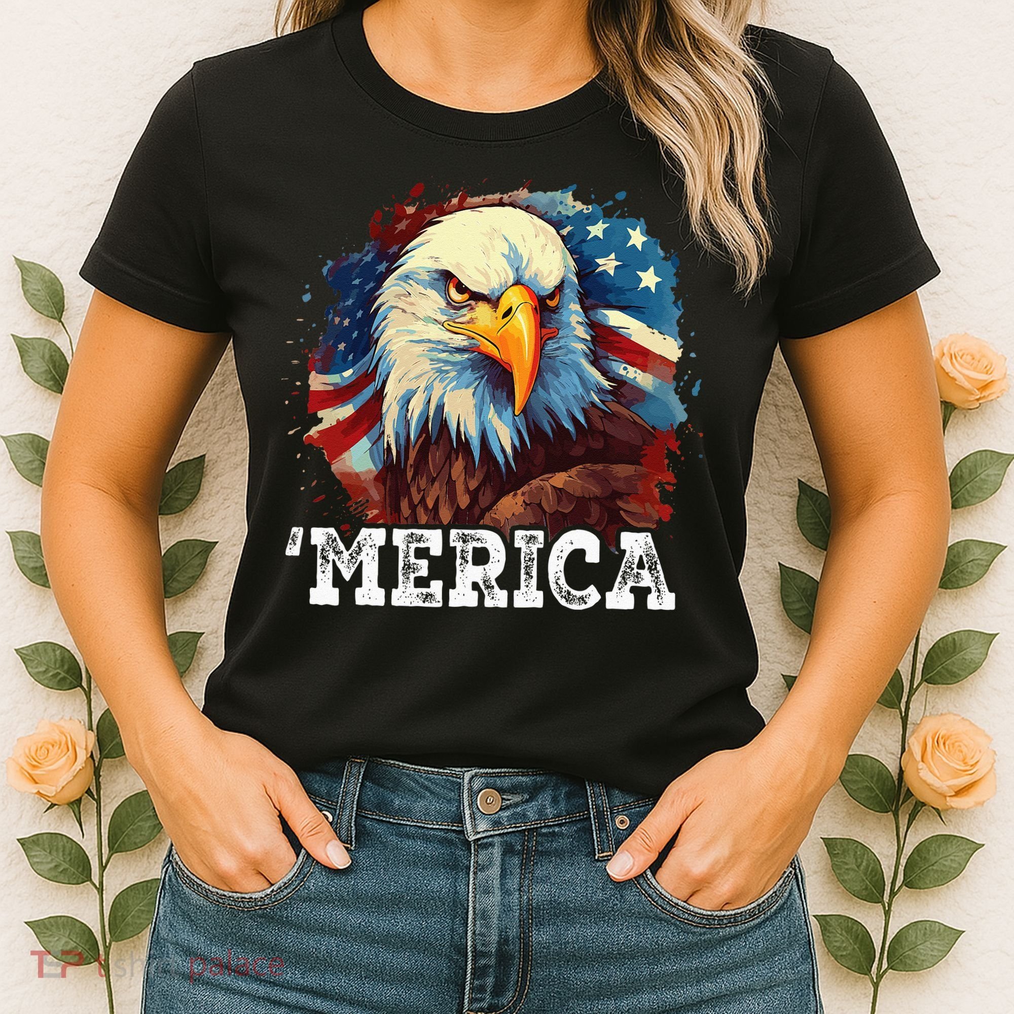 4th Of July Merica Bald Eagle USA Patriotic American Flag Women's T-Shirt
