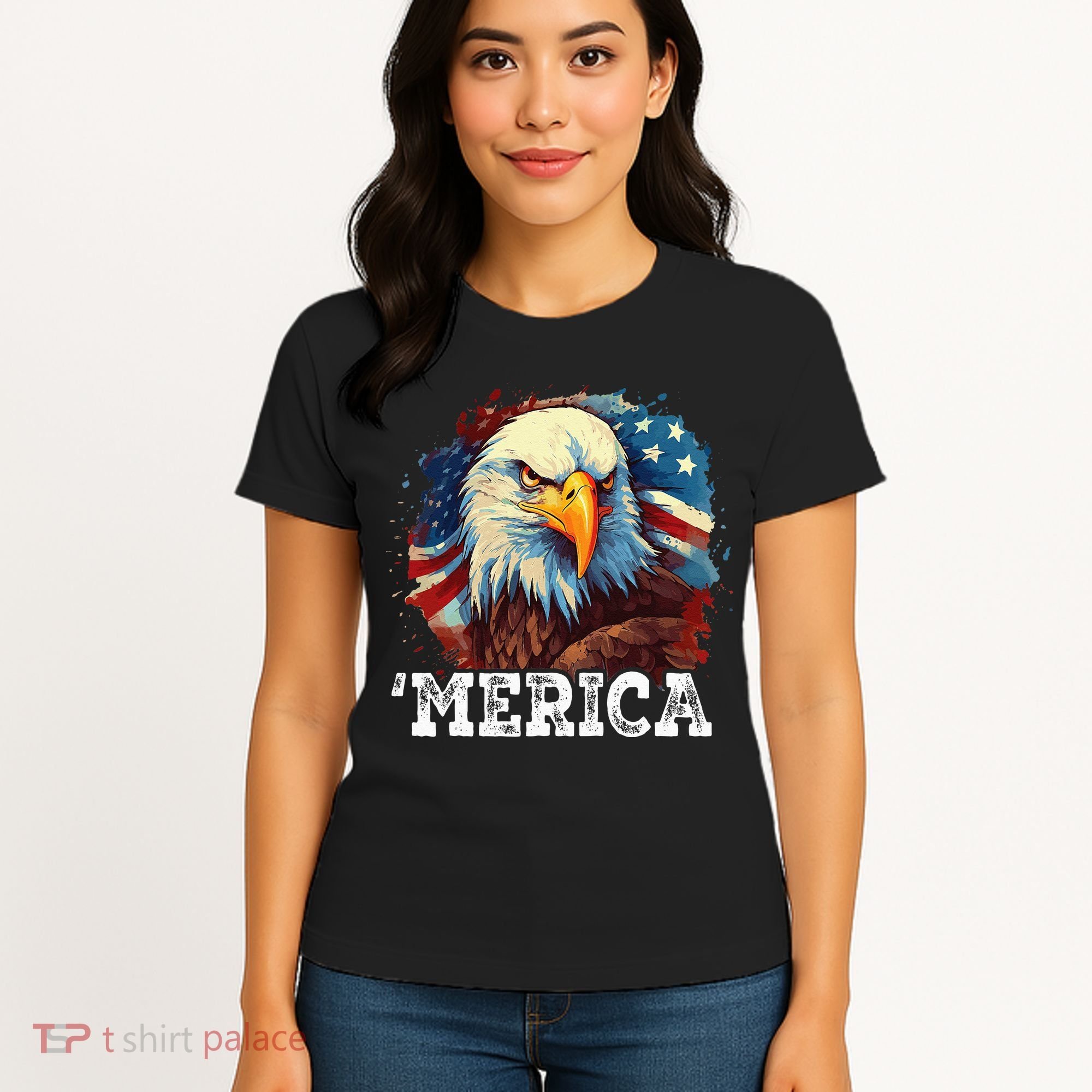 4th Of July Merica Bald Eagle USA Patriotic American Flag Women's T-Shirt