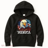 4th Of July Merica Bald Eagle USA Patriotic American Flag Kids Hoodie thumb 0