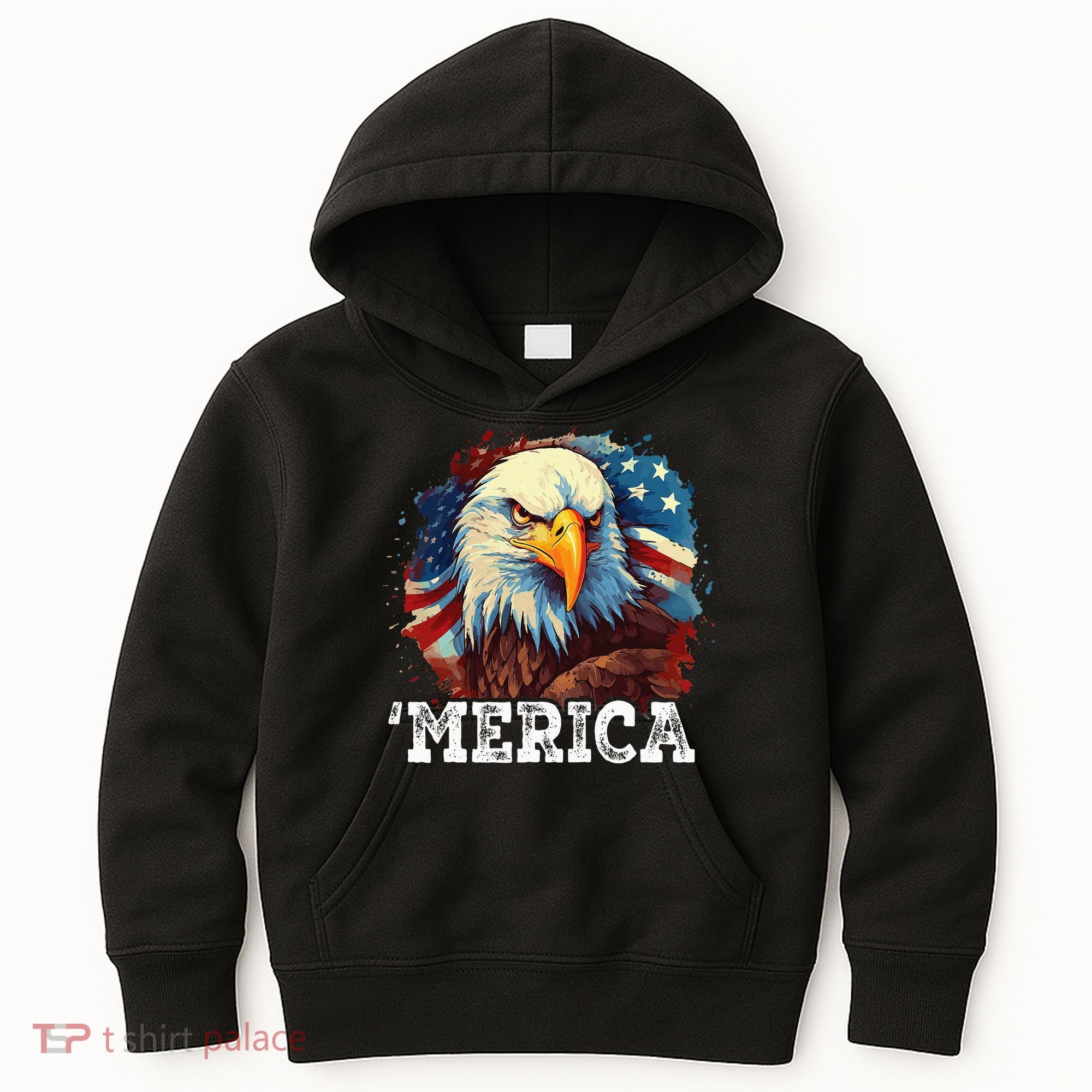 4th Of July Merica Bald Eagle USA Patriotic American Flag Kids Hoodie