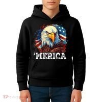 4th Of July Merica Bald Eagle USA Patriotic American Flag Kids Hoodie thumb 4