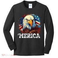 4th Of July Merica Bald Eagle USA Patriotic American Flag Kids Long Sleeve Shirt thumb 0