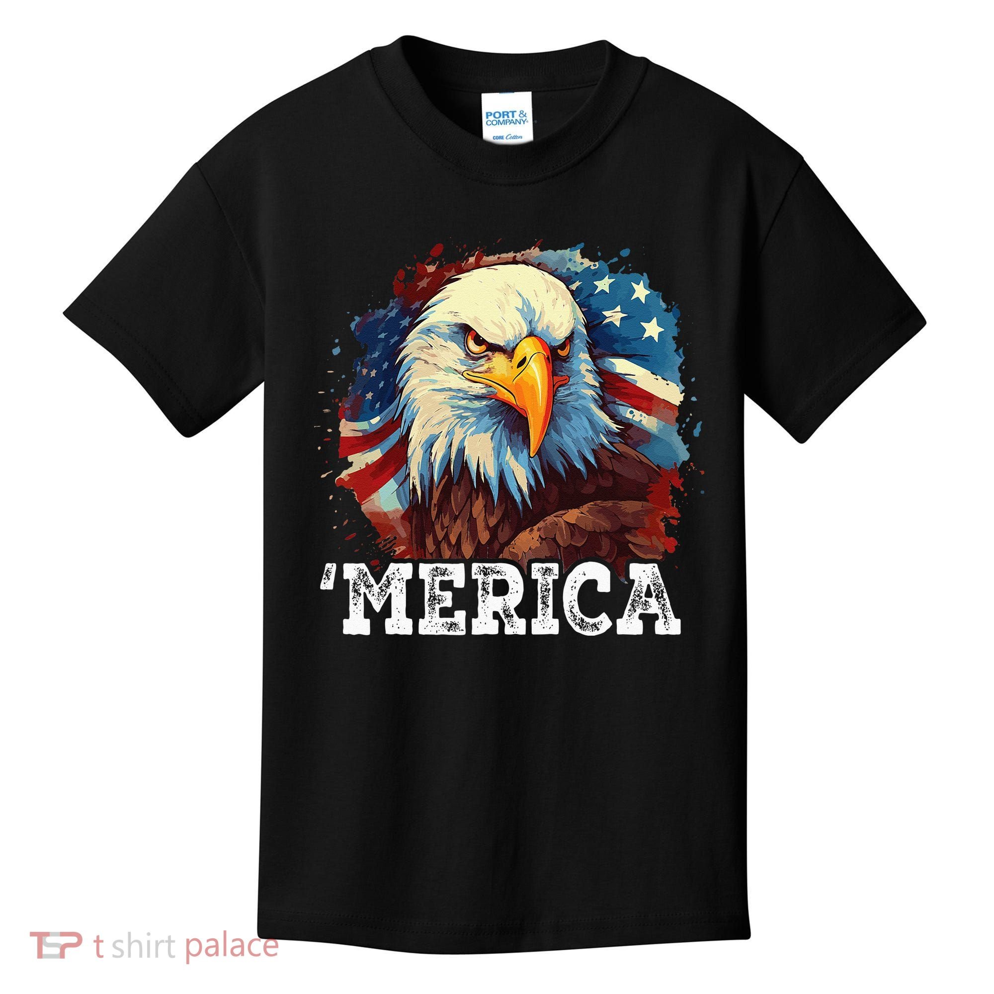 4th Of July Merica Bald Eagle USA Patriotic American Flag Kids T-Shirt