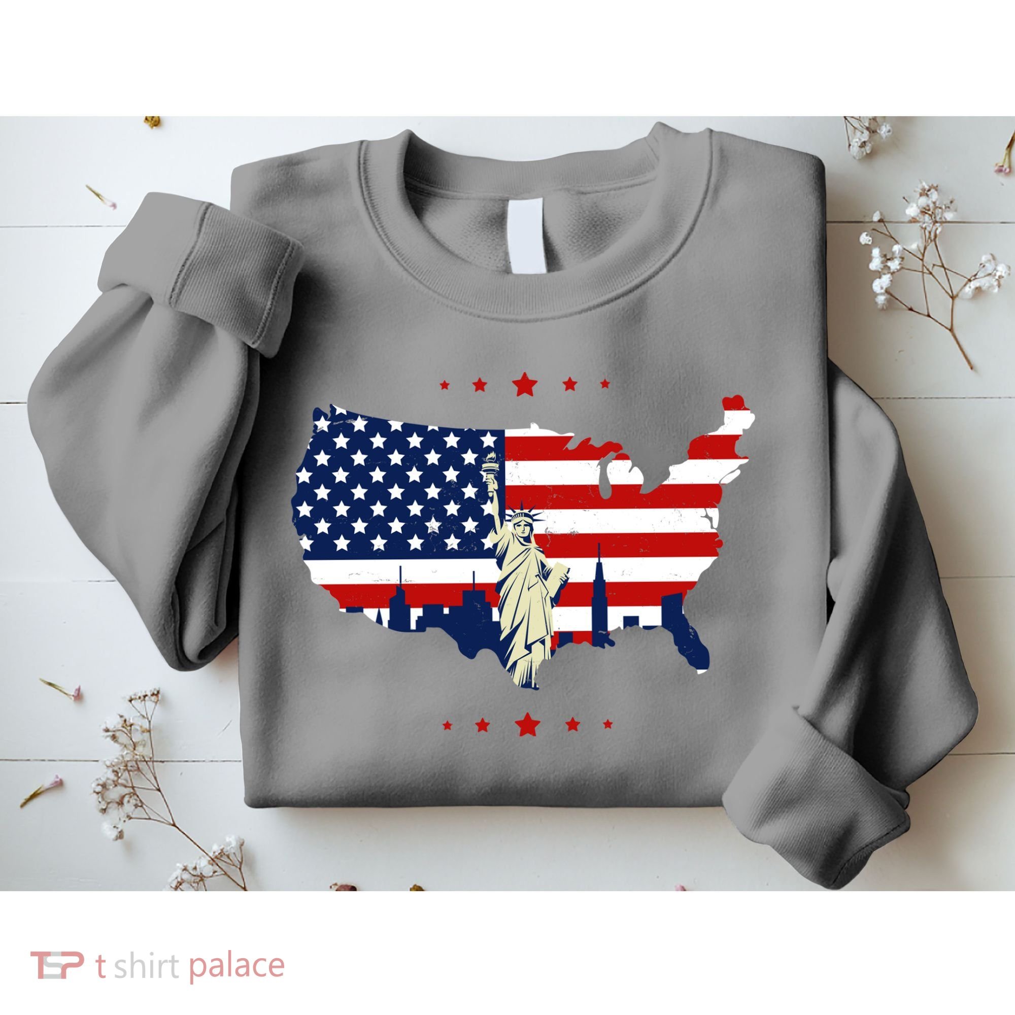 4th Of July American Flag Statue Of Liberty Sweatshirt