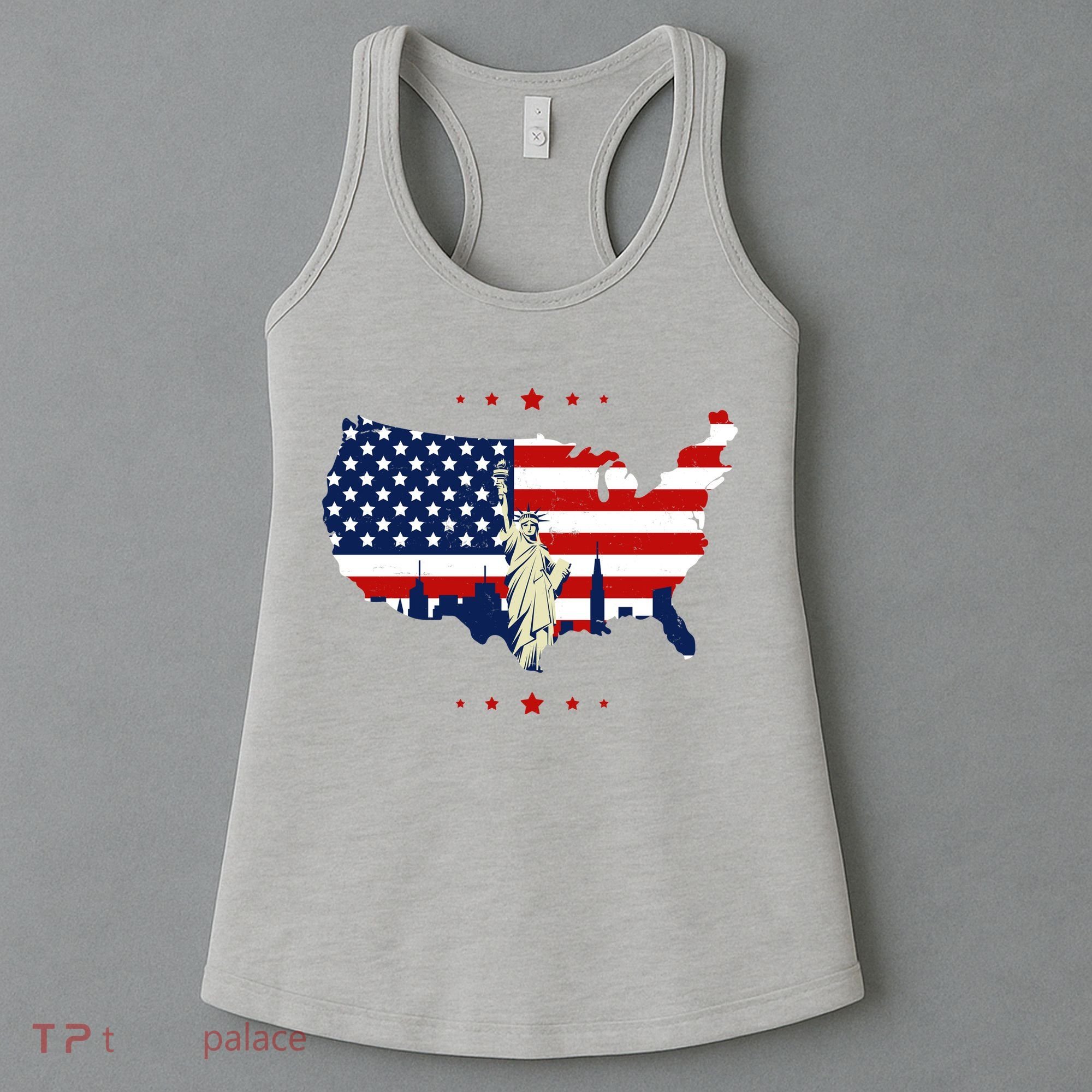 4th Of July American Flag Statue Of Liberty Women's Tank Top