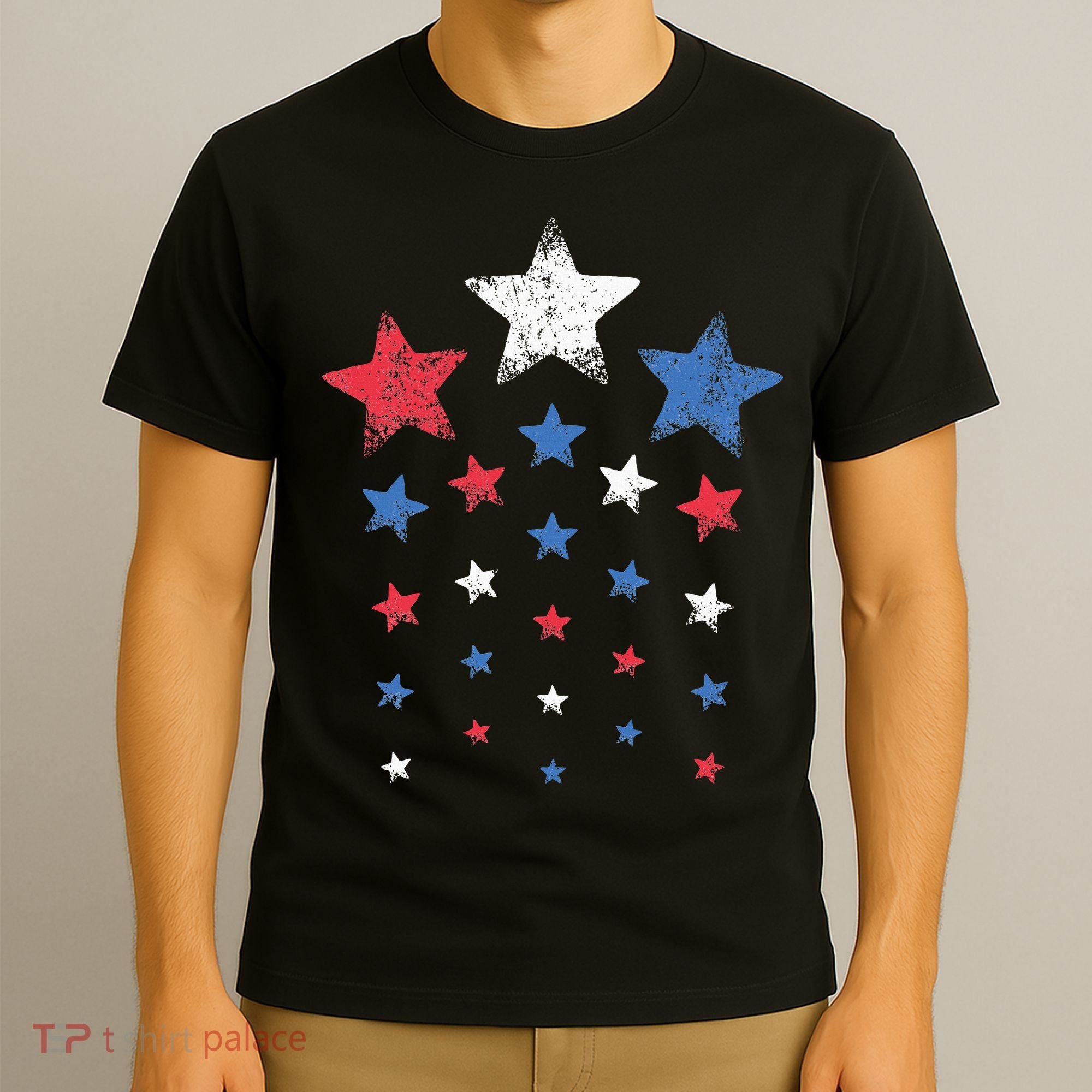 4th Of July Cute Red White Blue Stars T-Shirt