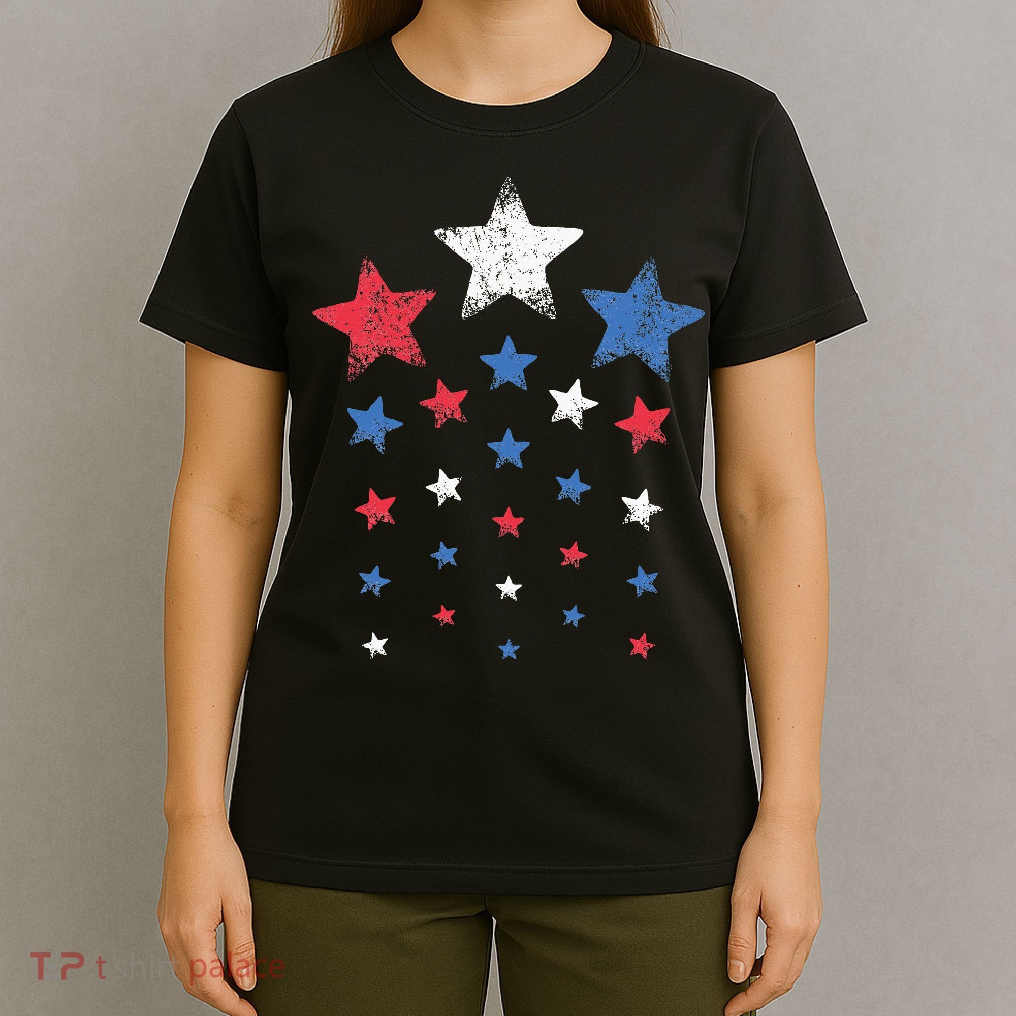 4th Of July Cute Red White Blue Stars T-Shirt