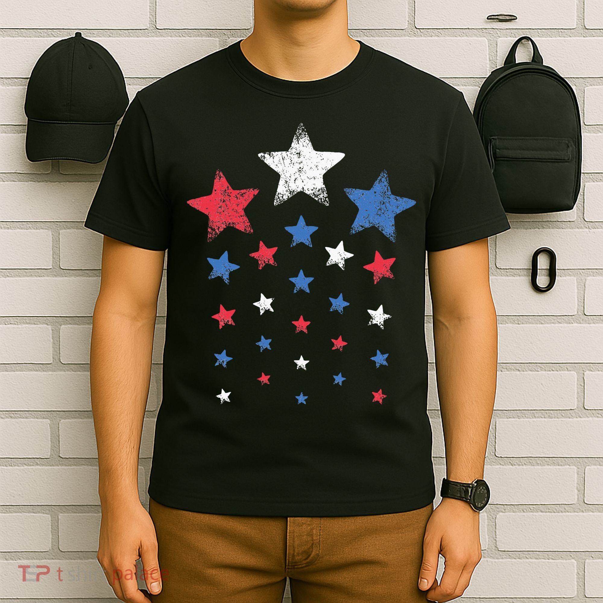 4th Of July Cute Red White Blue Stars T-Shirt