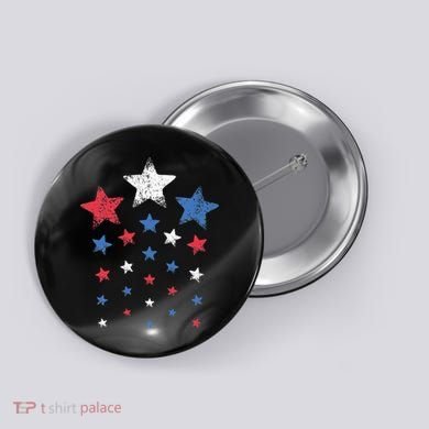 4th Of July Cute Red White Blue Stars Button