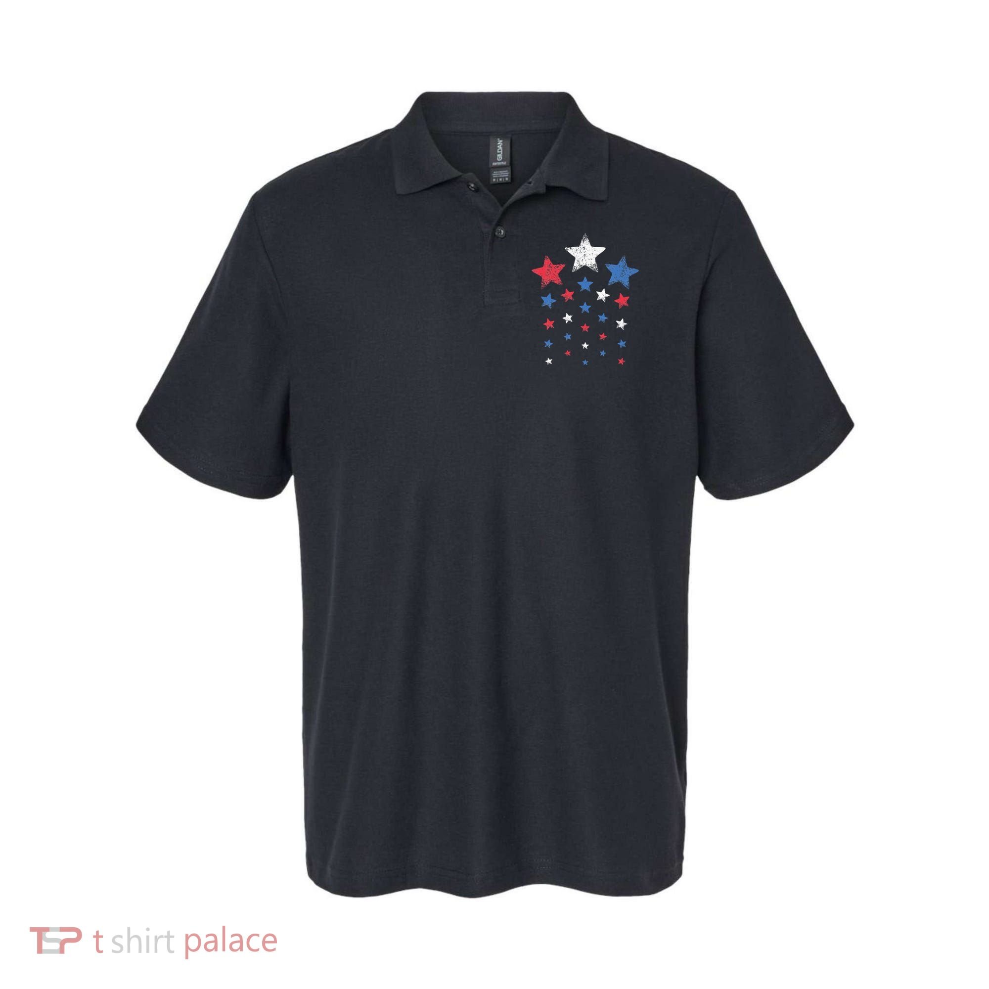 4th Of July Cute Red White Blue Stars Polo