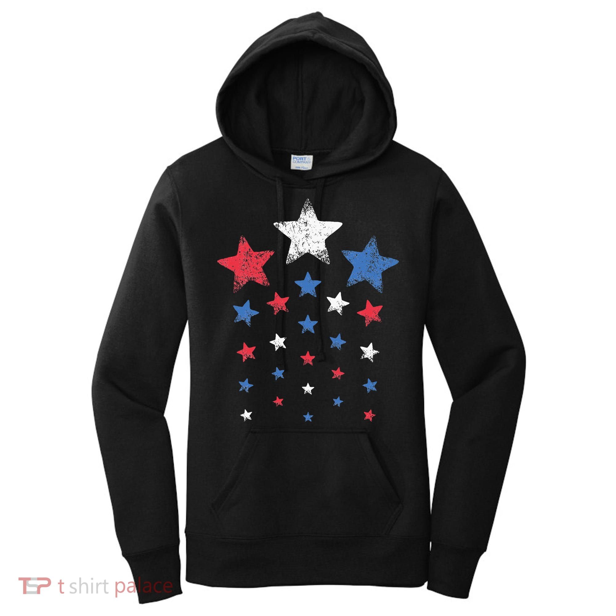 4th Of July Cute Red White Blue Stars Women's Hoodie