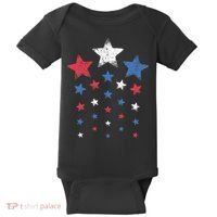 4th Of July Cute Red White Blue Stars Baby Bodysuit thumb 0