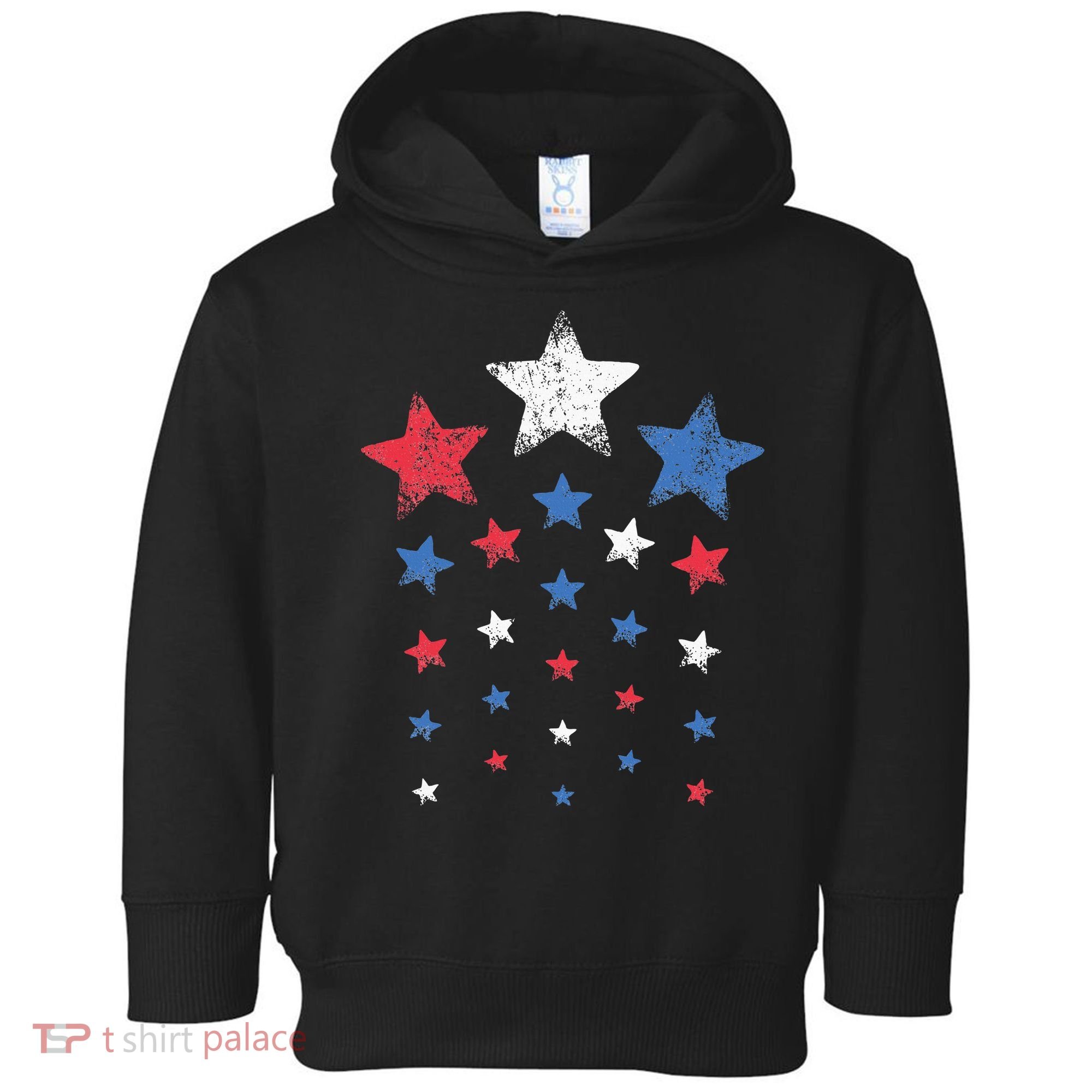 4th Of July Cute Red White Blue Stars Toddler Hoodie