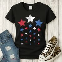4th Of July Cute Red White Blue Stars Women's T-Shirt thumb 3