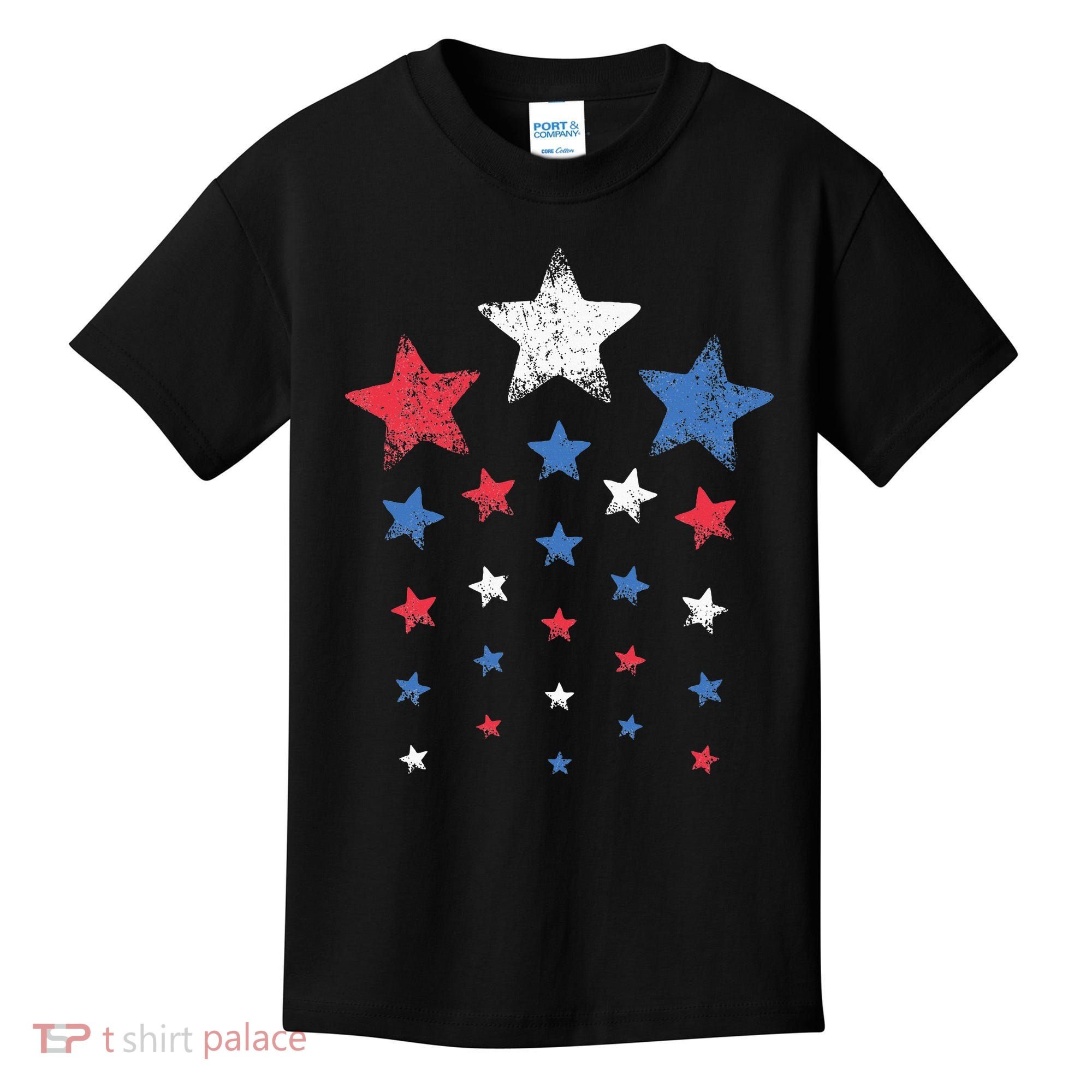 4th Of July Cute Red White Blue Stars Kids T-Shirt