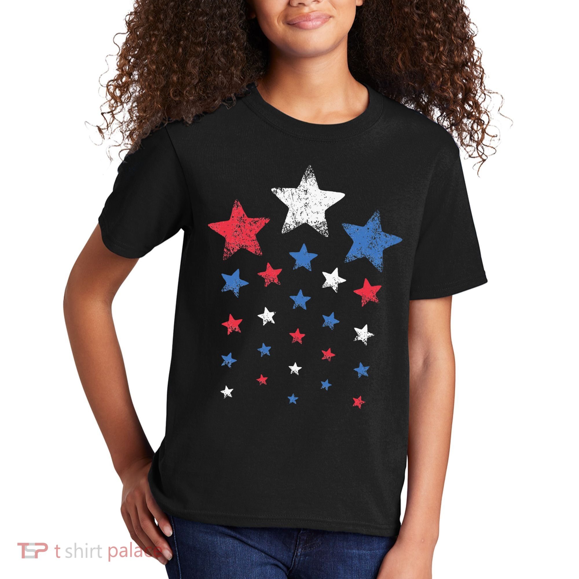 4th Of July Cute Red White Blue Stars Kids T-Shirt