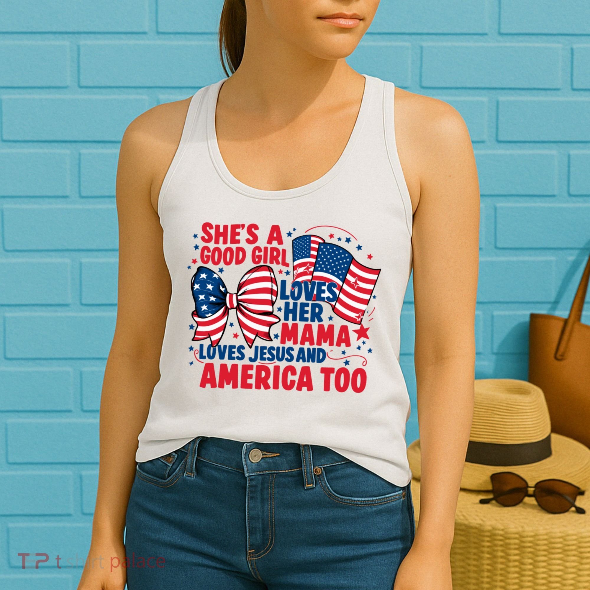 4th Of July Shes A Good Girl Loves Her Mama Women's Tank Top