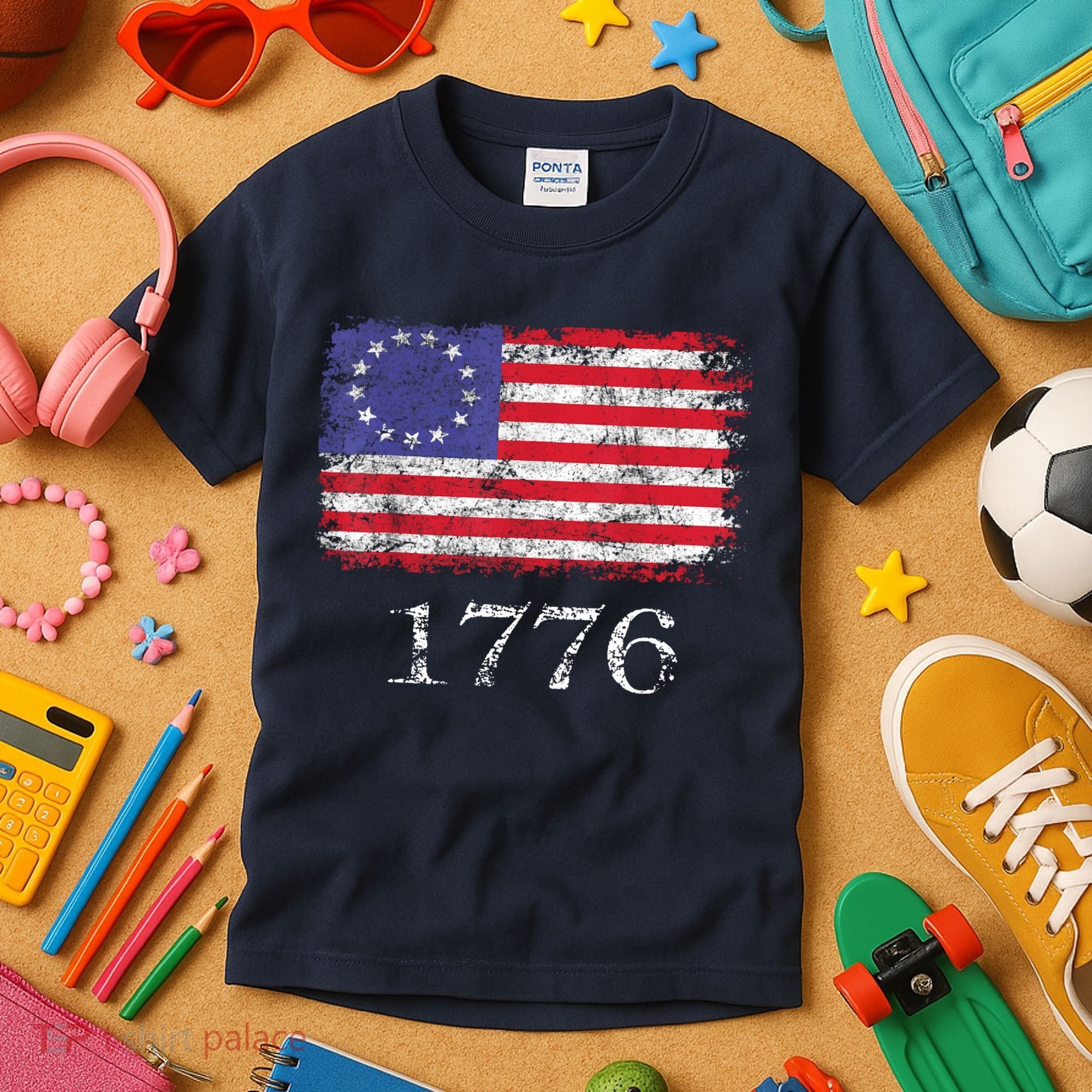 4th Of July American Flag Betsy Ross 1776 Kids T-Shirt