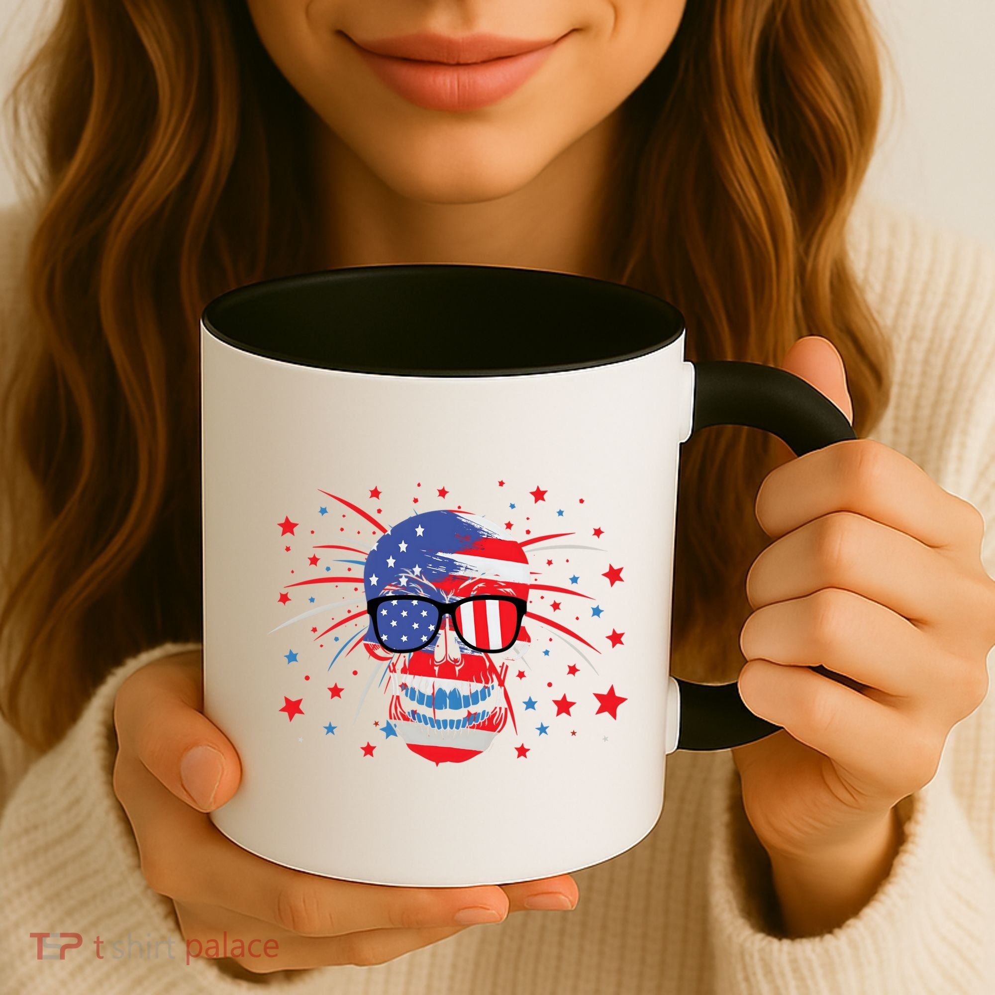4th Of July Skull American Flag Gift Coffee Mug