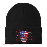 4th Of July Skull American Flag Gift Beanie thumb 0