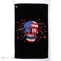 4th Of July Skull American Flag Gift Golf Towel thumb 0