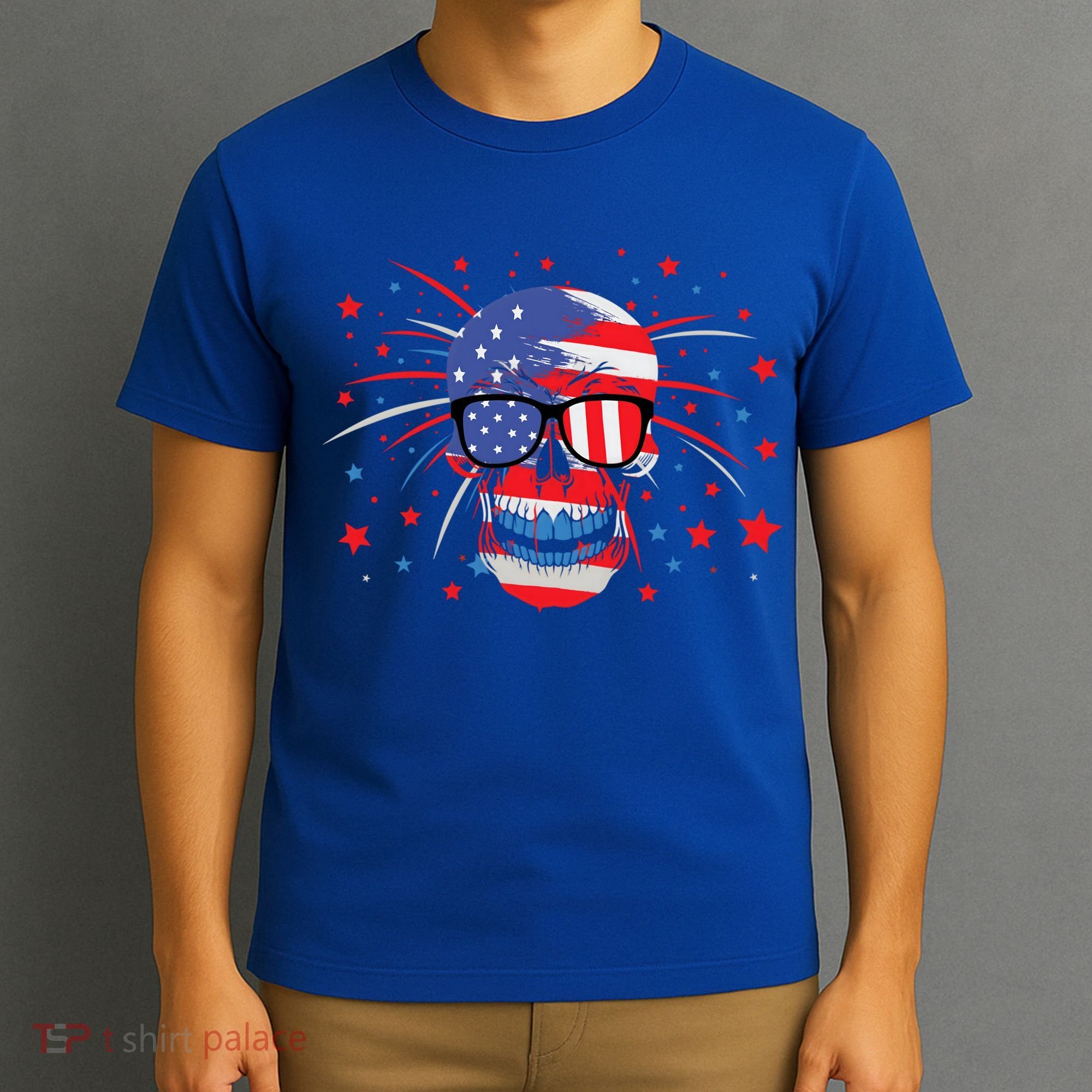 4th Of July Skull American Flag Gift T-Shirt