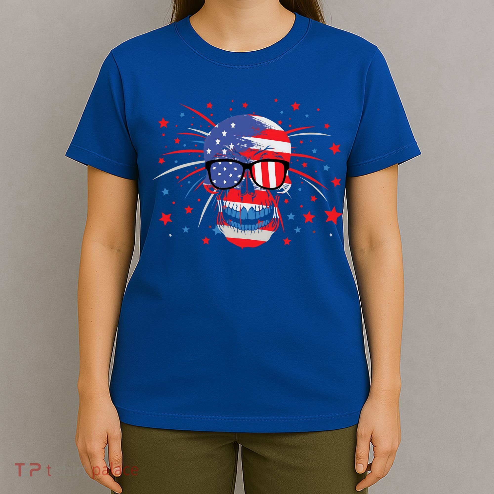 4th Of July Skull American Flag Gift T-Shirt