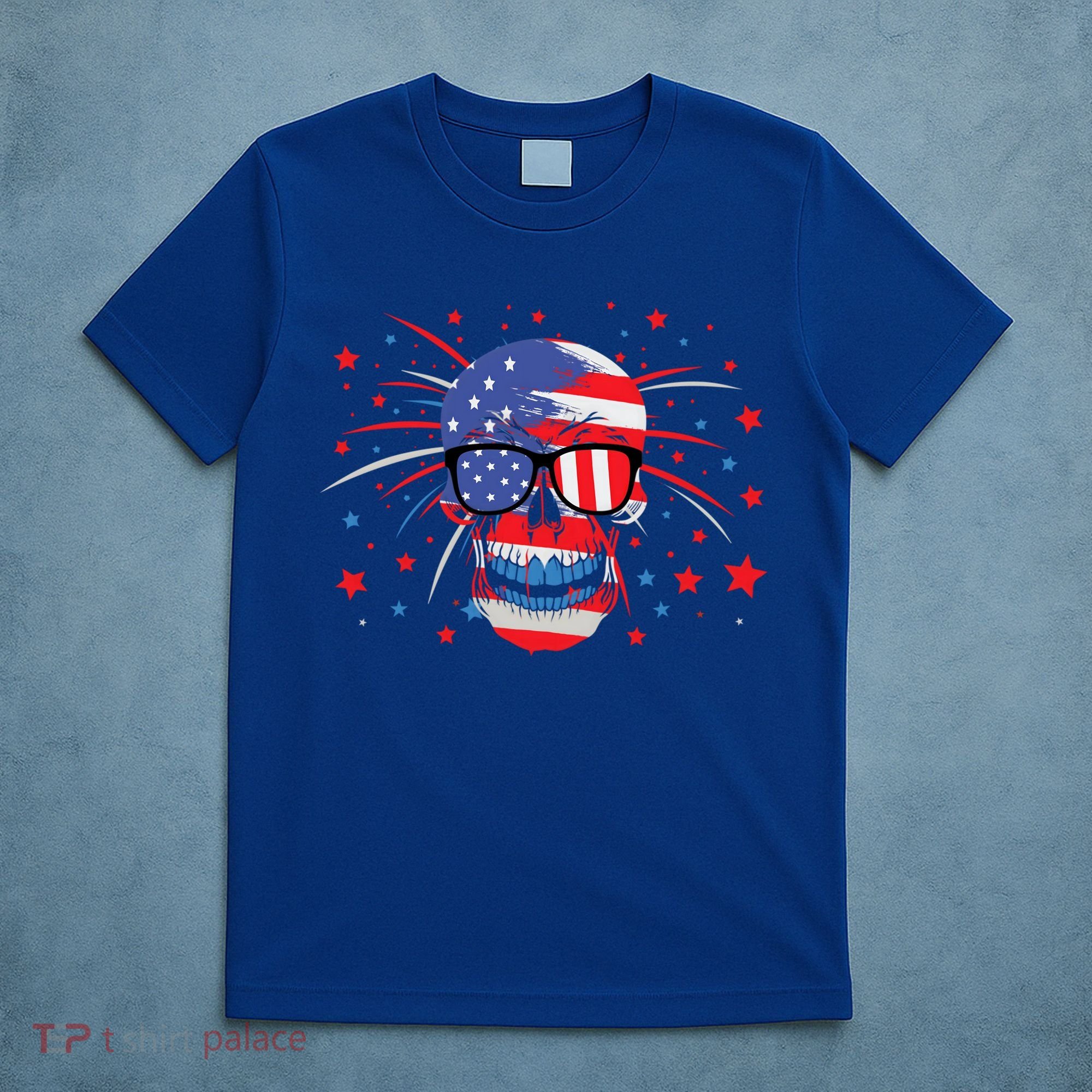 4th Of July Skull American Flag Gift T-Shirt