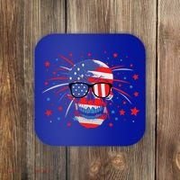 4th Of July Skull American Flag Gift Coaster thumb 0