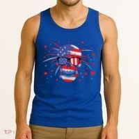 4th Of July Skull American Flag Gift Tank Top thumb 3