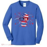 4th Of July Skull American Flag Gift Kids Long Sleeve Shirt thumb 0